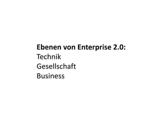 Ebenen von Enterprise 2.0: TechnikGesellschaftBusiness