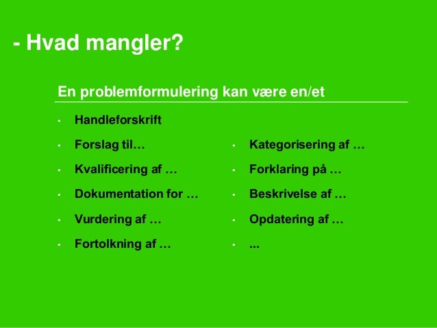 problemformulering problemformulering
