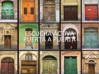ESCUCHA	
  ACTIVA	
  
                    PUERTA	
  A	
  PUERTA	
  



©	
  heIcobai	
  
 
