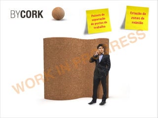 Paineis de
separação
de postos de
trabalho
Criação de
zonas de
reúnião
WORK IN PROGRESS
 