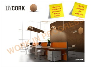 Materiais
adaptáveis a
paredes com
diversos
padrões
Com ou
sem logo
da
empresa
WORK IN PROGRESS
 