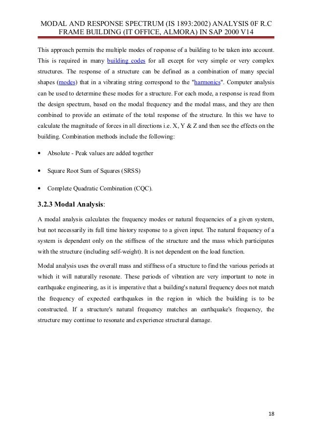 modal and response spectrum is 18932002 analysis 0f r c frame build dd form 2890