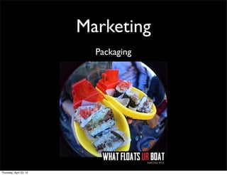 Marketing
Packaging
Thursday, April 23, 15
 