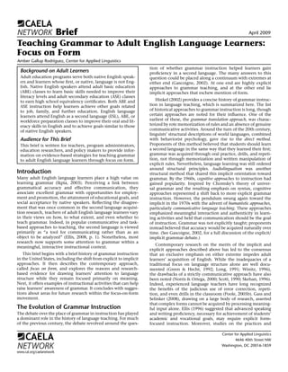 Teaching Grammar to Adult English Language Learners | PDF