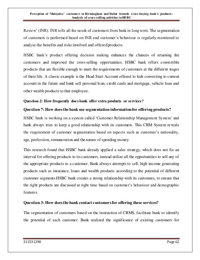 Perception Of Customers Towards Cross Buying Bank S Products