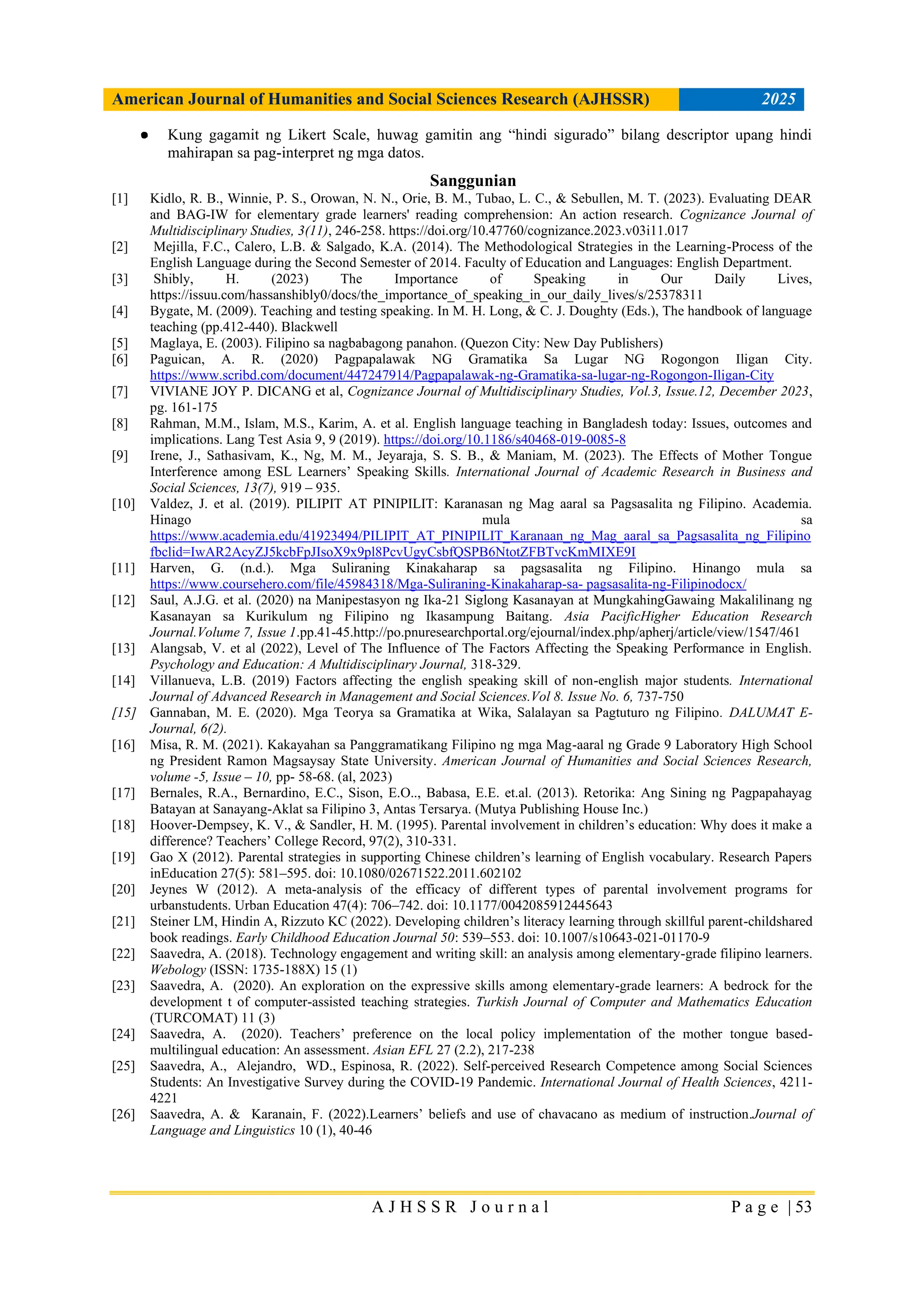 Mga Salik Na Nakaaapekto Sa Paglinang Ng Kasanayang Pasalita Ng Mga Mag ...