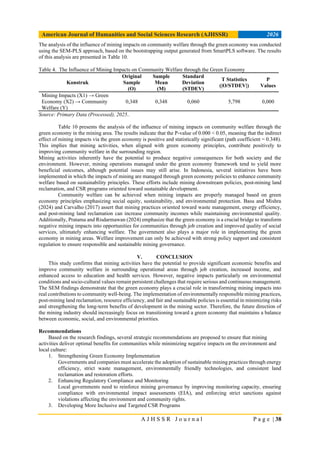 The Influence of Mining Impacts and the Green Economy on Community ...