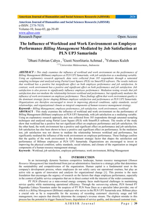 The Influence of Workload and Work Environment on Employee Performance ...