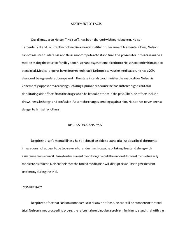 memorandum 1 memorandum of facts