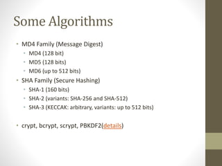 Cryptographic Hashing Functions | PPTX