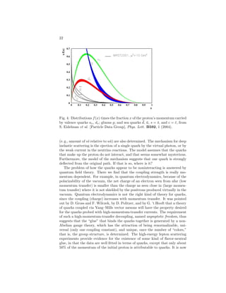 ELEMENTARY PARTICLES IN PHYSICS 17 
also contains (I = 1, Y = 0) and (I = 1 
2 , Y = −1) states and an isosinglet Y = 
−2 particle. The symmetry-breaking pattern that explained the mass splittings 
among the isospin multiplets in the octet predicted equal mass splittings. Thus, 
when the I = 1 (1385) was discovered, predictions could be made about the 
I = 1 
2 ∗, found at mass 1530MeV/c2, and the 
−, predicted at 1675MeV/c2. 
The latter mass is too low to permit a strangeness-conserving decay to 0K−, 
so the 
− had to be long-lived, only decaying by a chain of S = 1 weak 
interactions with a very clear signature. The dramatic discovery in 1964 of the 

− with all the right properties convinced all doubters. [see SU(3) and Higher 
Symmetries, Hyperons, Hypernuclear Physics and Hypernuclear Interactions]. 
S-Matrix Theory 
The construction of higher-energy accelerators, the invention of the bubble 
chamber by D. Glaser, and the combination of large hydrogen bubble chambers, 
rapid scanning facilities, and high-speed computers into a massive data produc-tion 
and analysis technology, pioneered by L. Alvarez and collaborators, led to 
the discovery of many new resonances during the 1950s and 1960s. The basic 
procedure was to measure charged tracks in bubble-chamber pictures, taken in 
strong magnetic fields, and to calculate the invariant masses (PEi)2−(Ppic)2 
for various particle combinations. Resonances manifest themselves as peaks in 
mass distributions, and the events in the resonance region may be further ana-lyzed 
to find out the spin and parity of the resonance. Baryonic resonances were 
also discovered in phase-shift analyses of angular distributions in pion–nucleon 
and K–nucleon scattering reactions. The patterns of masses and quantum num-bers 
of the resonances showed that all the mesonic resonances came in SU(3) 
octets and singlets, and the baryonic ones in SU(3) decuplets, octets, and sin-glets. 
There was good evidence that there was no fundamental distinction between 
the stable particles and the highly unstable resonances: The  and the 
−, 
discussed above, are good examples, and theoretically it was found that both 
stable (bound) states and resonant ones appeared in scattering amplitudes as 
pole singularities, differing only in their location. Furthermore, the role assigned 
by Yukawa to the pion as the nuclear “glue” – it was the particle whose exchange 
was largely responsible for the nuclear forces – had to be shared with other par-ticles: 
Various vector and scalar mesons were seen to contribute to the nuclear 
forces, and G. F. Chew and F. E. Low explained much of low-energy pion physics 
in terms of nucleon exchange. Chew, in collaboration with S. Mandelstam and 
S. Frautschi, proposed to do away with the notion of any particles being “fun-damental.” 
They hypothesized that the collection of all scattering amplitudes, 
the scattering matrix, be determined by a set of self-consistency conditions, the 
bootstrap conditions (see S-Matrix Theory), according to which, crudely stated, 
the exchange of all possible particles should yield a “potential” whose bound 
states and resonances should be identical with the particles inserted into the 
exchange term. 
Much effort was devoted to bootstrap and S-matrix theory during the 1960s 
 