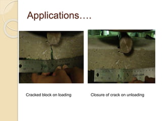 Applications….
Cracked block on loading Closure of crack on unloading
 