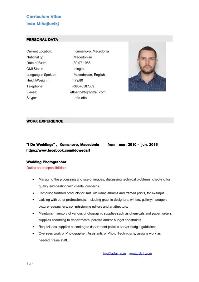 cv ivan mihajlovikj photographer