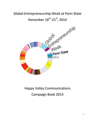 1
Global Entrepreneurship Week at Penn State
November 16th
-21st
, 2014
Happy Valley Communications
Campaign Book 2014
 