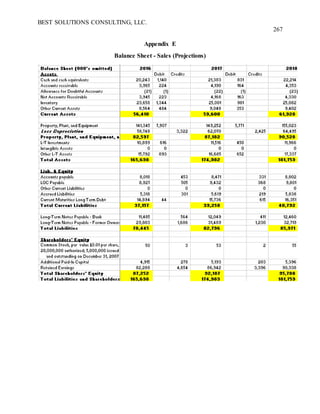 BEST SOLUTIONS CONSULTING, LLC.
267
Appendix E
Balance Sheet - Sales (Projections)
 