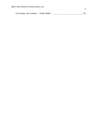 BEST SOLUTIONS CONSULTING, LLC.
8
Cost Savings and Avoidance – Natalie Rindler 184
 