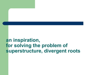 an inspiration,
for solving the problem of
superstructure, divergent roots
 