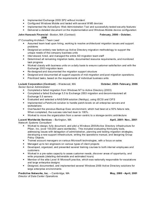 exchange administrator resumes