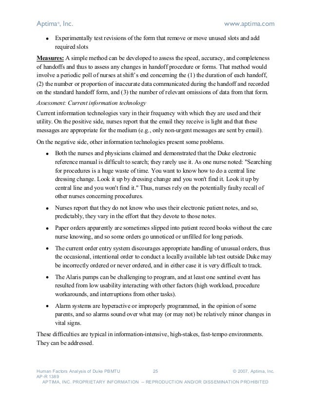 Aptima_Human Factors Analysis of Duke University Hospital 