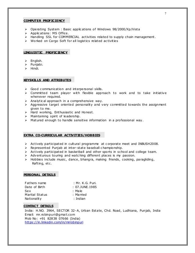 Curriculum vitae examples pdf image
