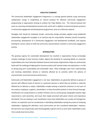 Community Stakeholder Engagement Programme(CEP) | PDF