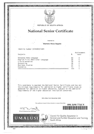 Elisa Segaile `s certificates