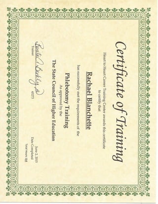 Phlebotomy Certificate 2015