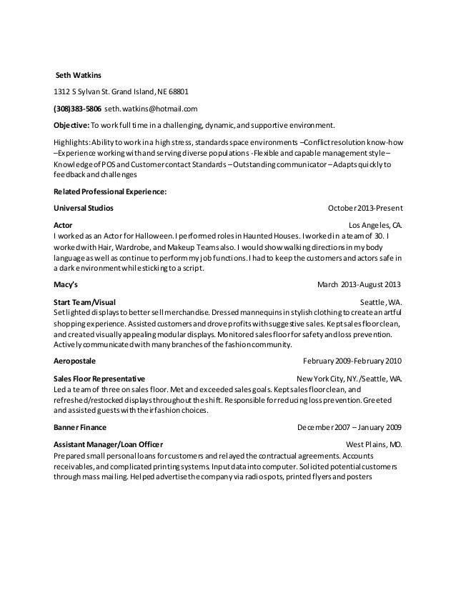 Seth Watkins Resume