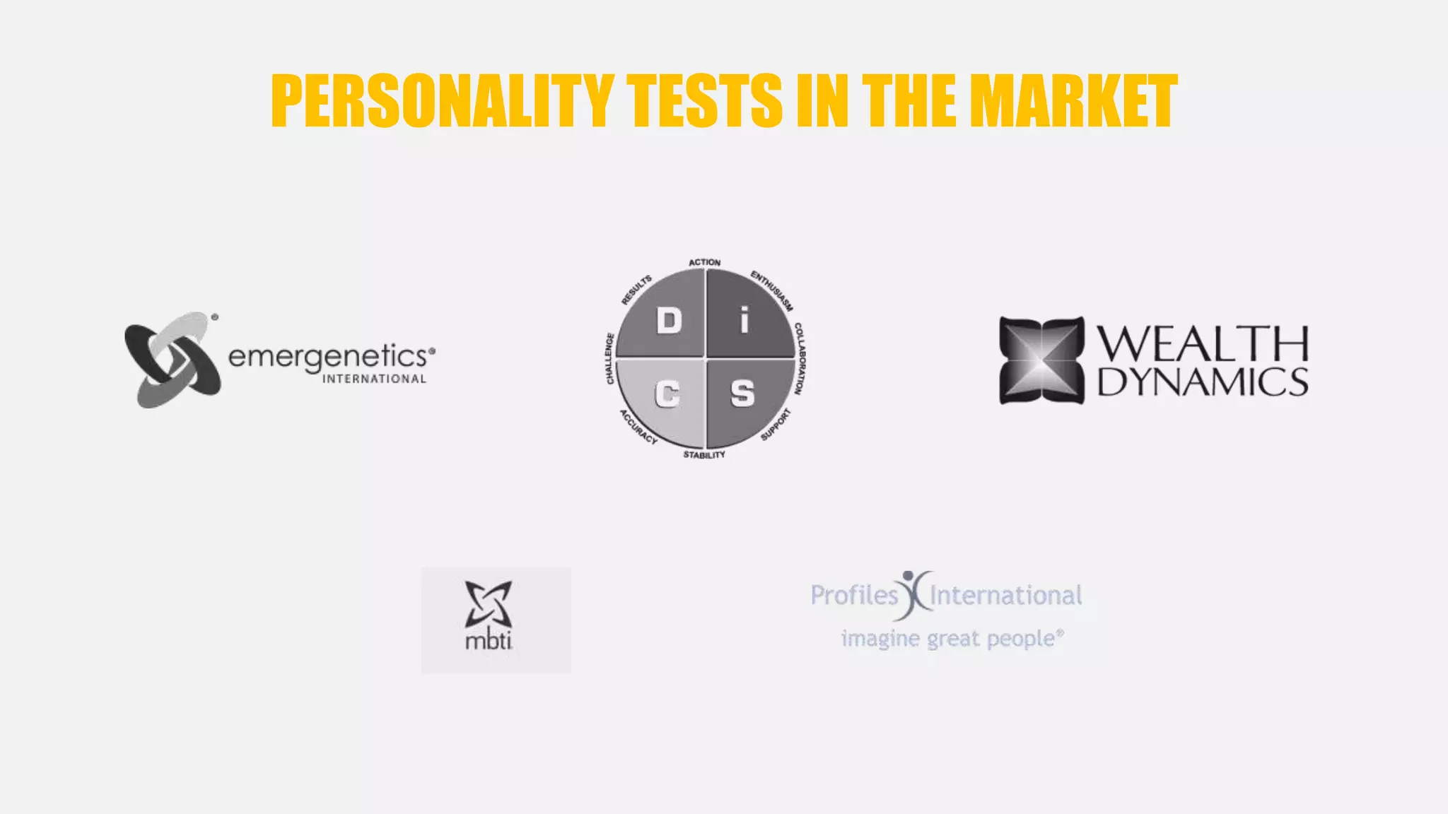 PERSONALITY TESTS IN THE MARKET 
 