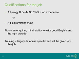 E2 life as_a_scientific_database_curator_(sandra_orchard) | PPT