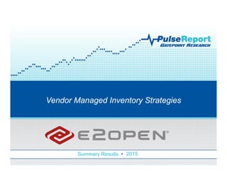Summary Results • 2015
Vendor Managed Inventory Strategies
 