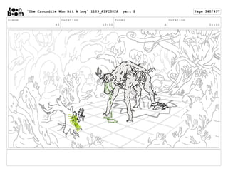 Scene
83
Duration
03:00
Panel
A
Duration
01:00
"The Crocodile Who Bit A Log" 1109_ATFC302A part 2 Page 340/497
 