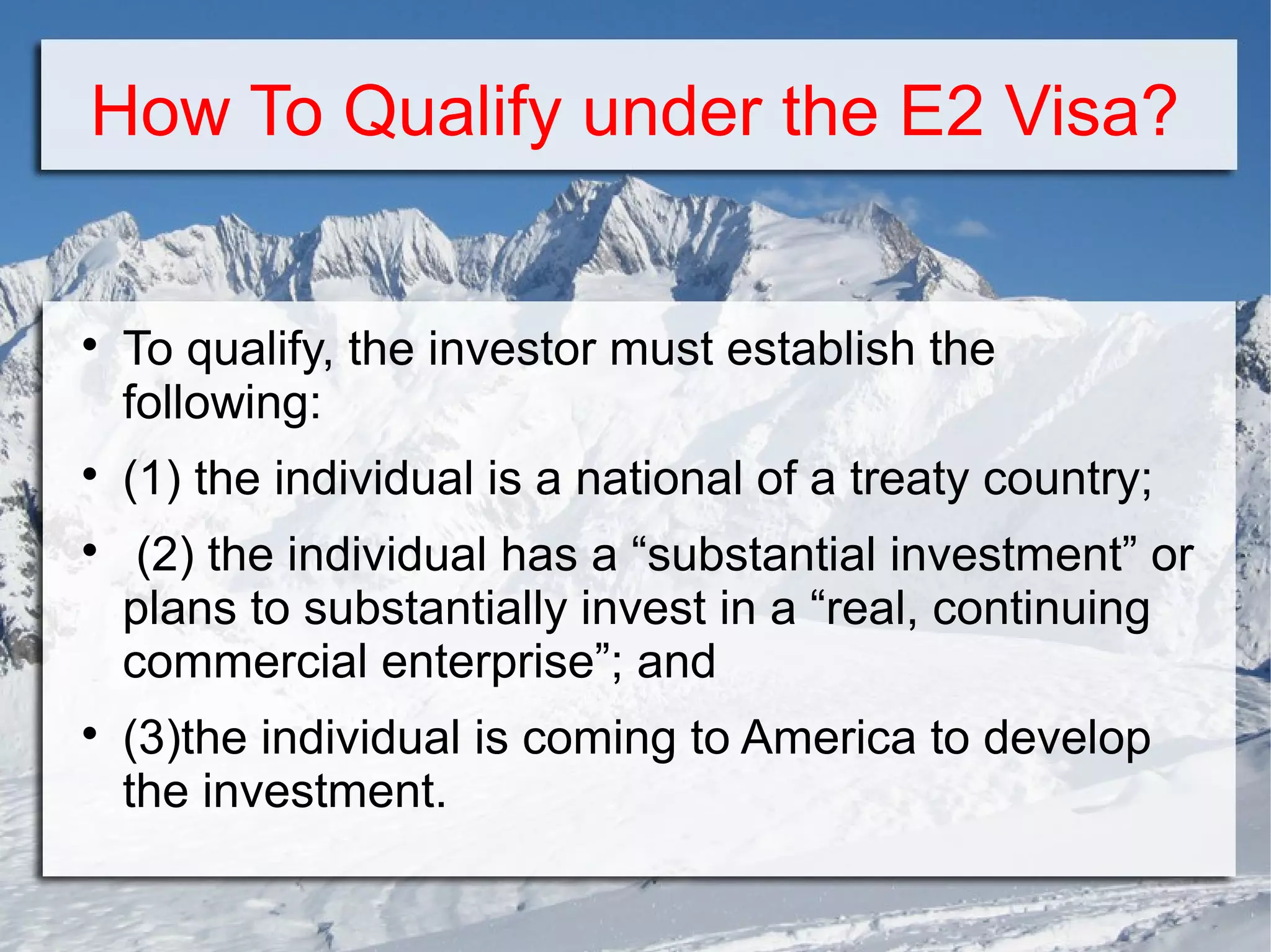 E2 visas - The Treaty Investor Visa | PPT