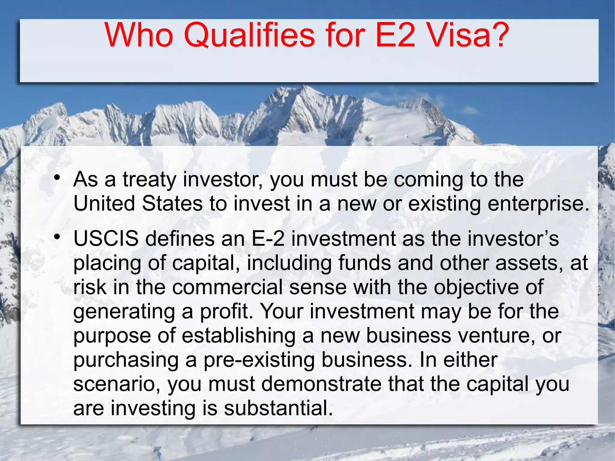 E2 visas - The Treaty Investor Visa | PPT