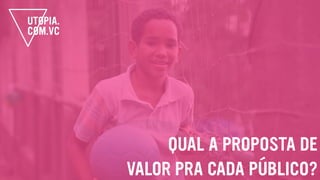 QUAL A PROPOSTA DE
VALOR PRA CADA PÚBLICO?
 