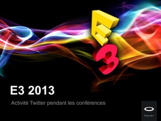 E3 2013
Activité Twitter pendant les conférences
 