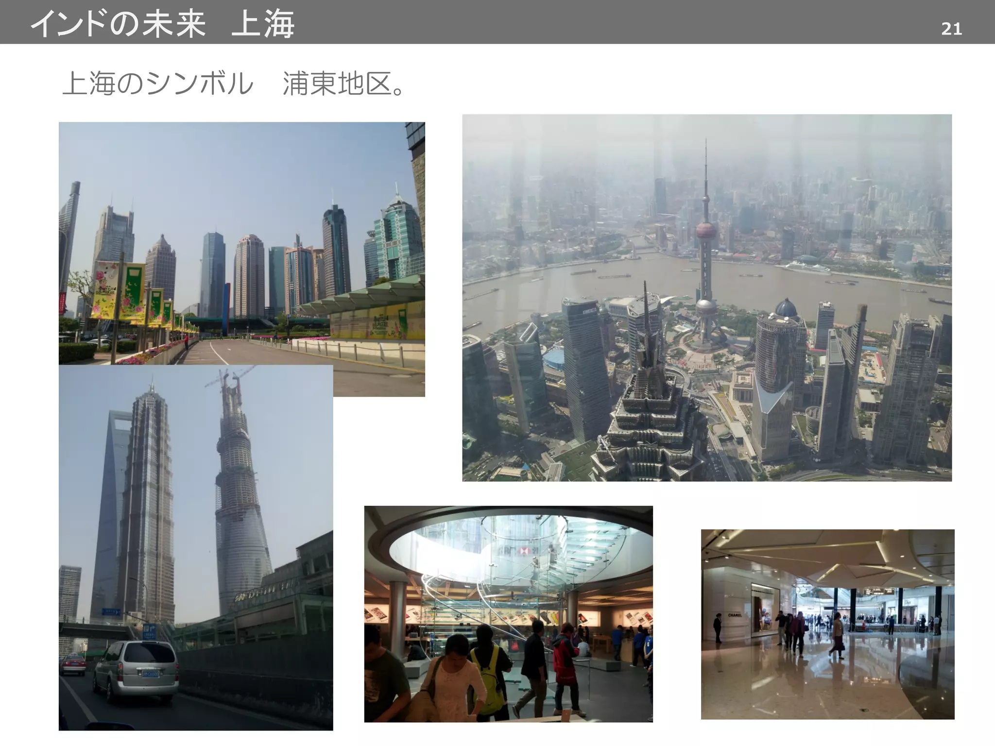 上海のシンボル 浦東地区。
21インドの未来 上海
 