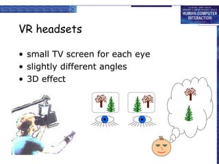 VR headsets small TV screen for each eye slightly different angles 3D effect 