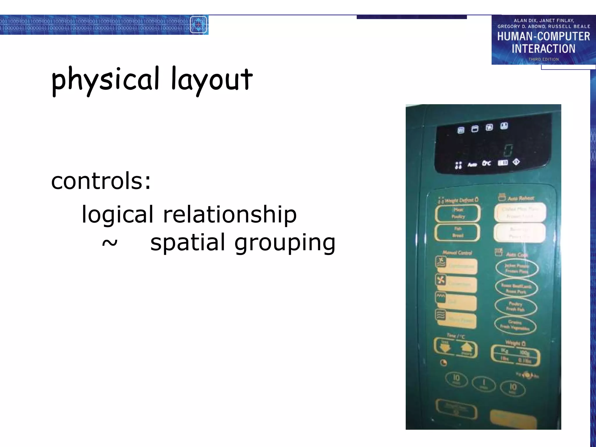 physical layout


controls:
  logical relationship
    ~ spatial grouping
 