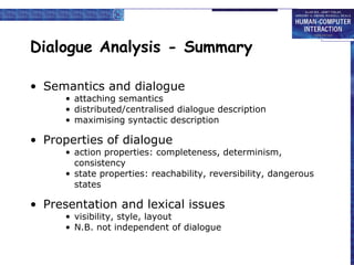 Dialog Summary HCI 3e - Ch 16: Dialogue notations and design | PPT