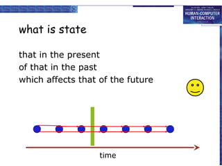 what is state
that in the present
of that in the past
which affects that of the future

time

 