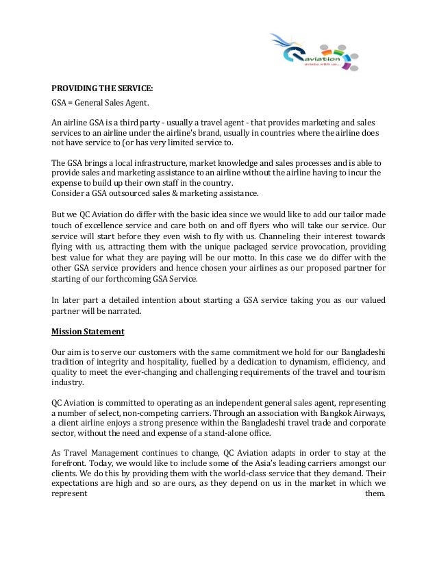 qc aviation airline gsa proposal
