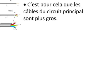  C’est pour cela que les
câbles du circuit principal
sont plus gros.
 