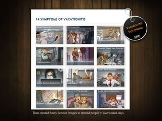 Then created funny cartoon images to remind people of overloaded days.
 