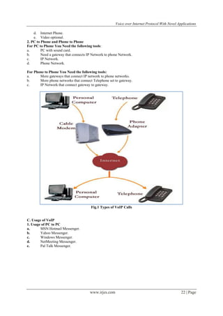 Voice over Internet Protocol with Novel Applications