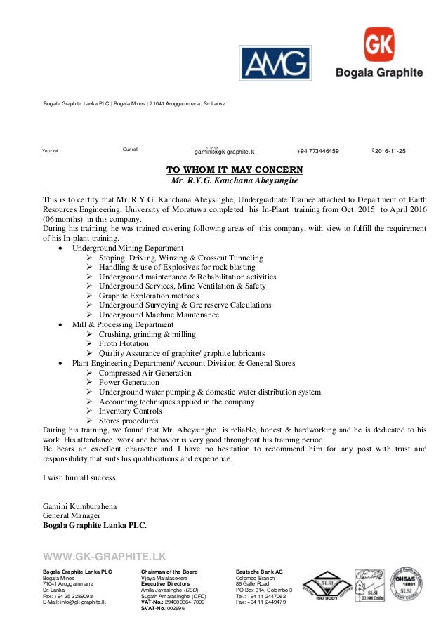 Training Certificate Of Mr Kanchana Abeysinghe
