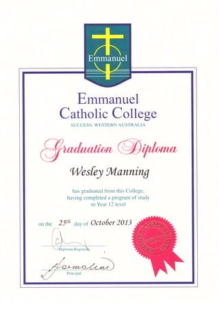 Emmanuel Catholic College Cert