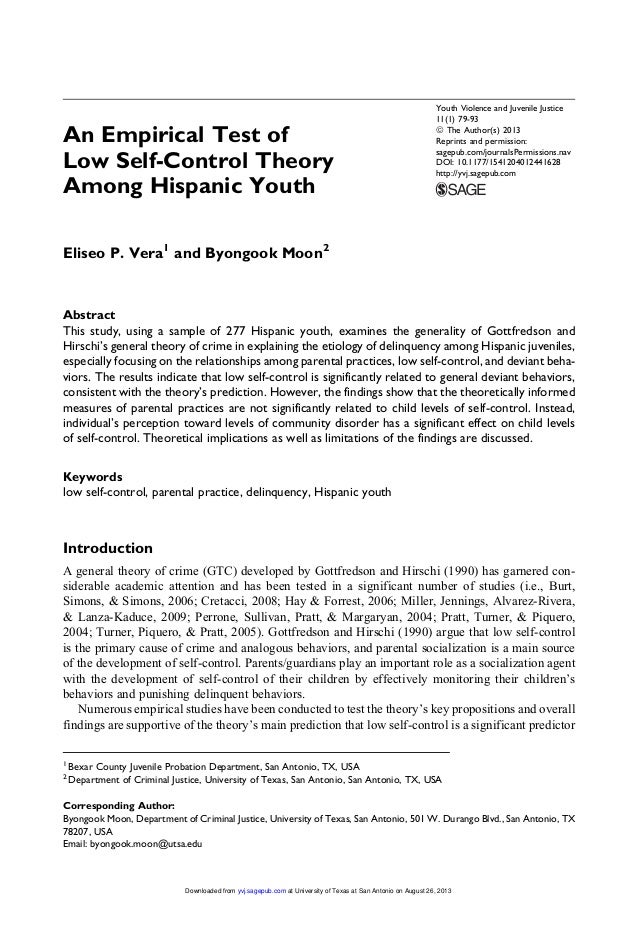 essays on self control theory Social bonding and control theories social control theory proposes a very different question from other theories ¨ self control theory argues that criminal propensities are established in childhood and that misconduct is stable throughout life. essays on self control theory Social bonding and control theories social control theory proposes a very different question from other theories ¨ self control theory argues that criminal propensities are established in childhood and that misconduct is stable throughout life.