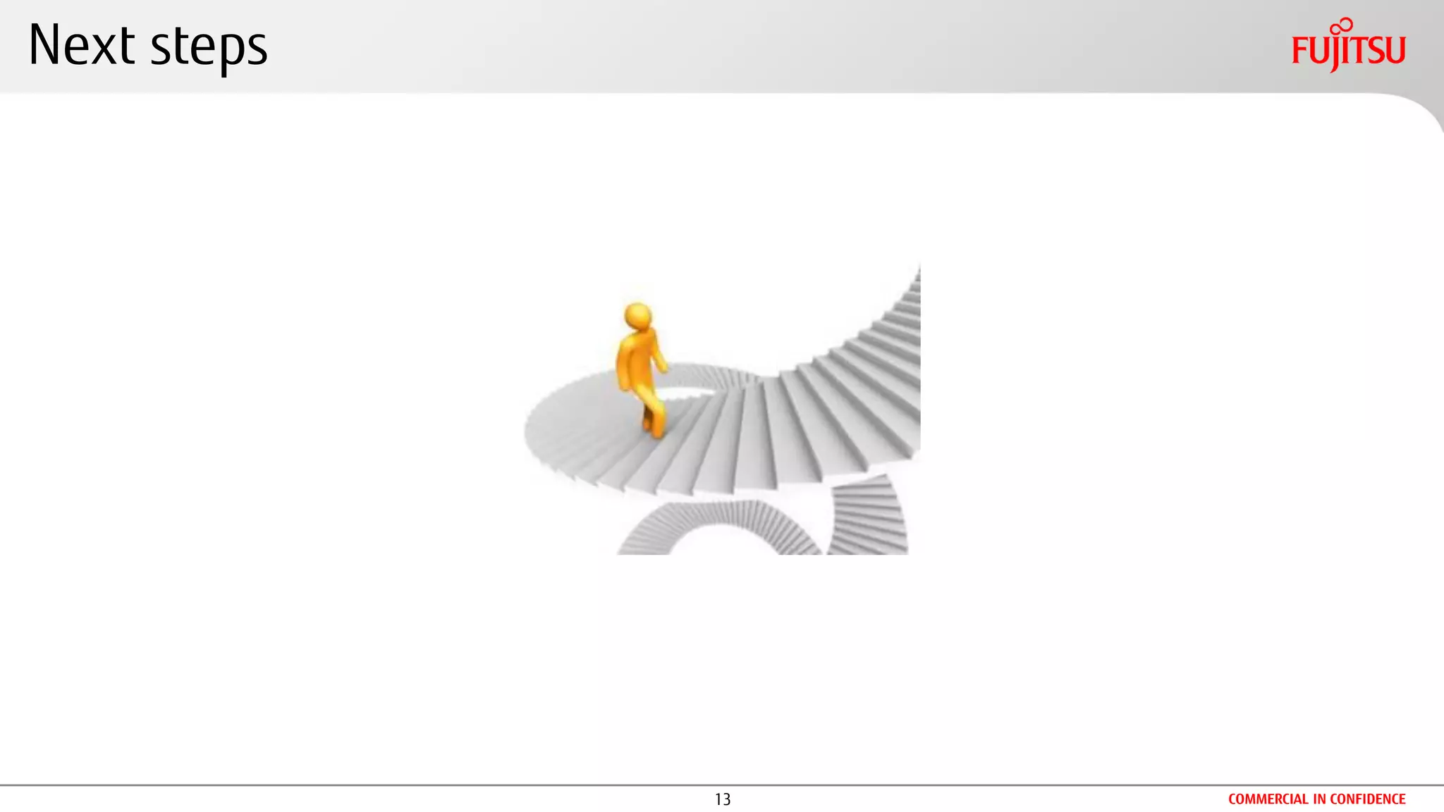 13 COMMERCIAL IN CONFIDENCE
Next steps
 