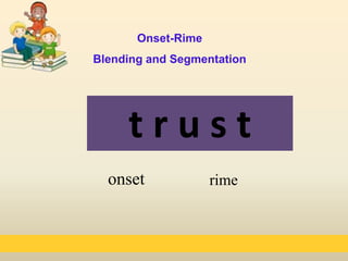 onset rime
t r u s t
Onset-Rime
Blending and Segmentation
t r u s t
 